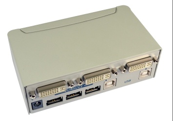 Extra image of 2 way DVI-I (DVI/VGA) & USB KVM (for monitor & 3 USB devices) switch box no cables/leads